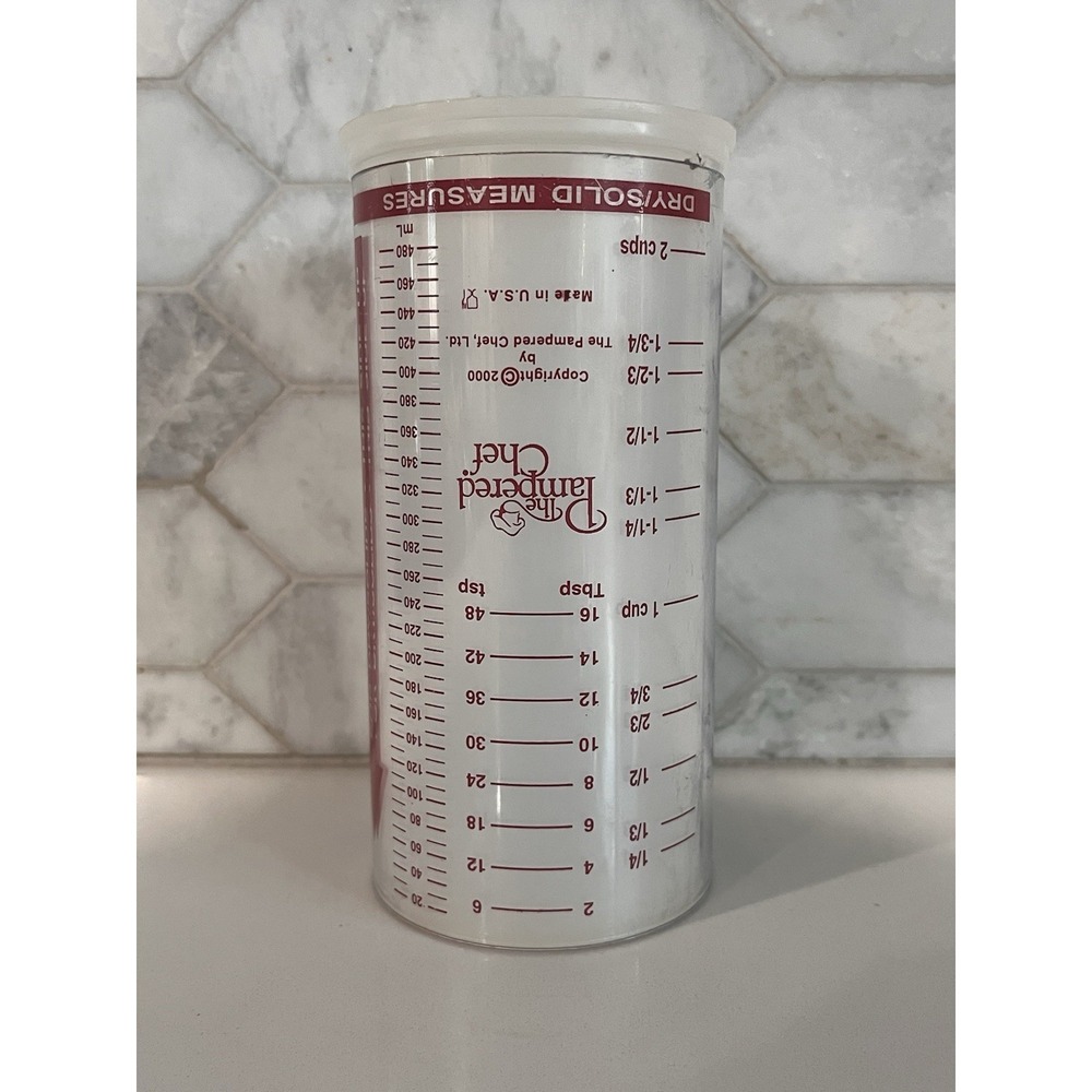 PAMPERED‎ CHEF Slide Adjustable Wet / Dry MEASURING CUP 2 Cup Push Tube #2225